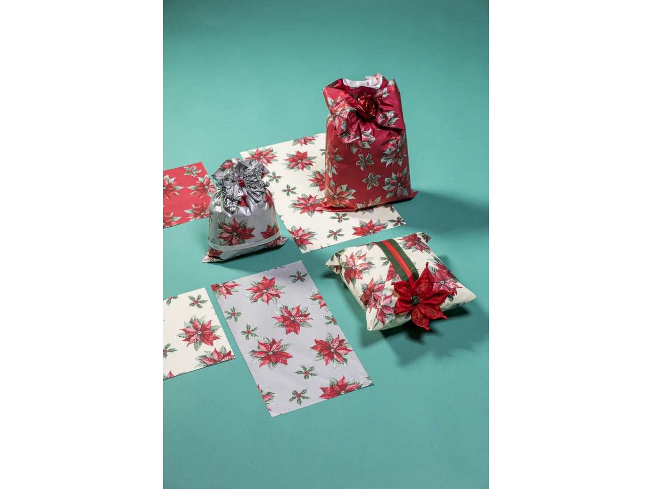 Buste perlate stella di natale 20x35cm in confezione da 50 pezzi rosse