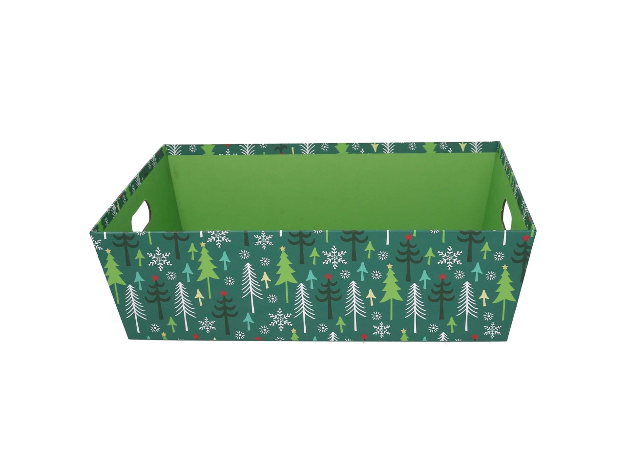 Cesta in cartone rettangolare con alberi 40x30xh12cm verde 9385070000