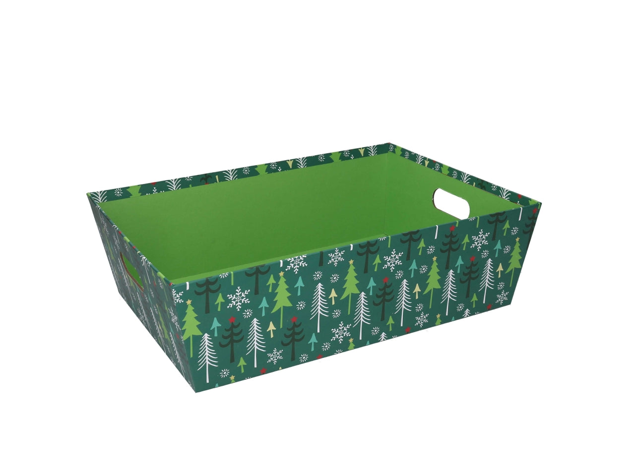 Cesta in cartone rettangolare con alberi 40x30xh12cm verde 9385070000