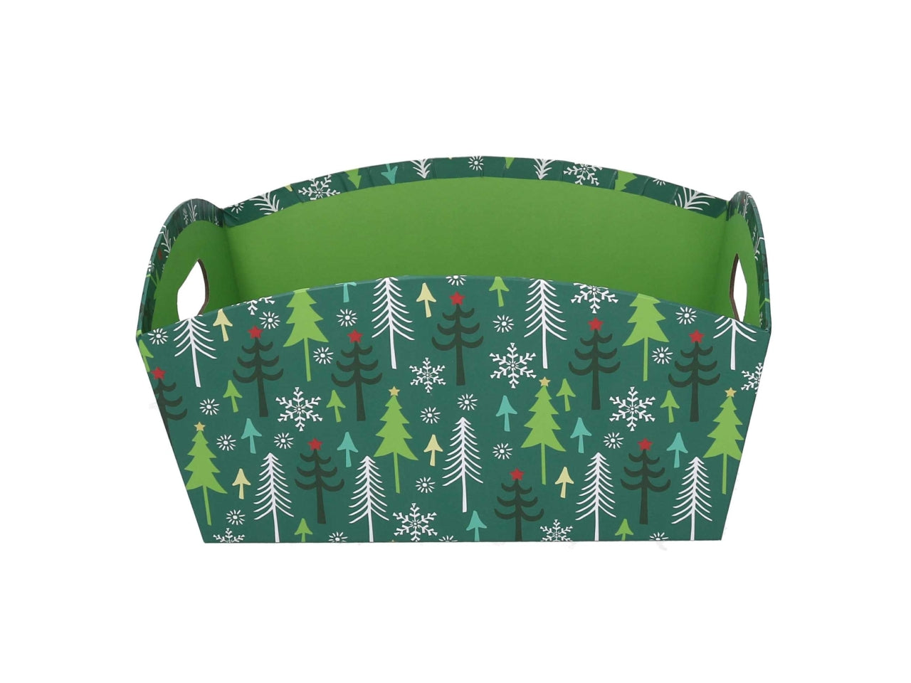 Cesta in cartone rettangolare con alberi 25,5/27x14xh15cm verde