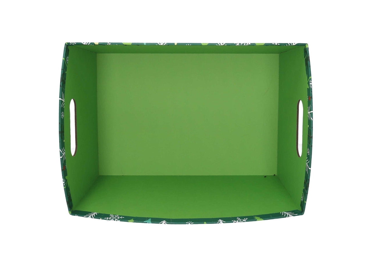 Cesta in cartone rettangolare con alberi 30/31,5x22xh15cm verde