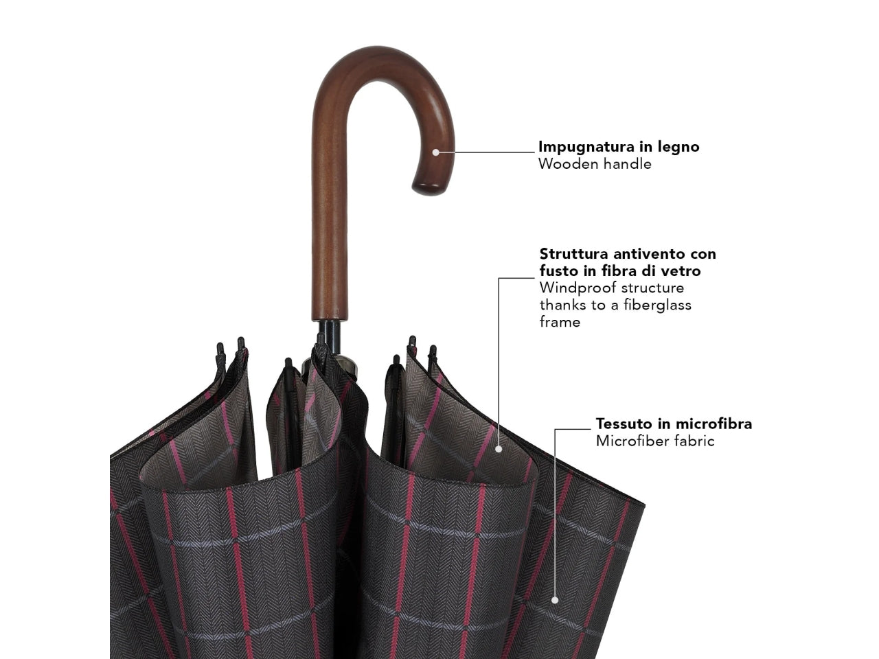 Ombrello uomo 65cm golf automaticoscozzese imp.legno