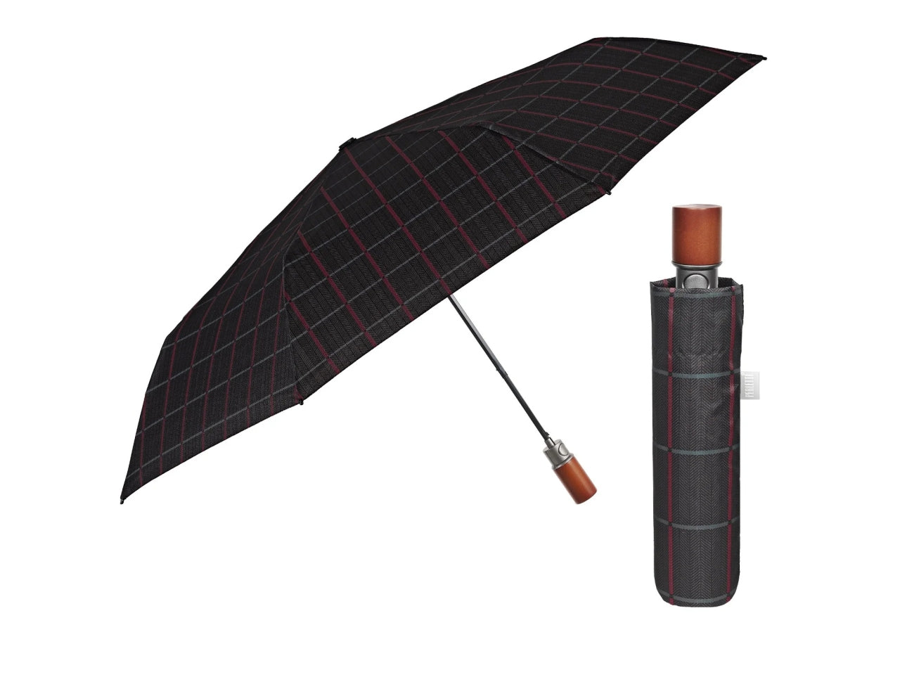 Ombrello uomo mini 54cm automatico scozzese imp.legno