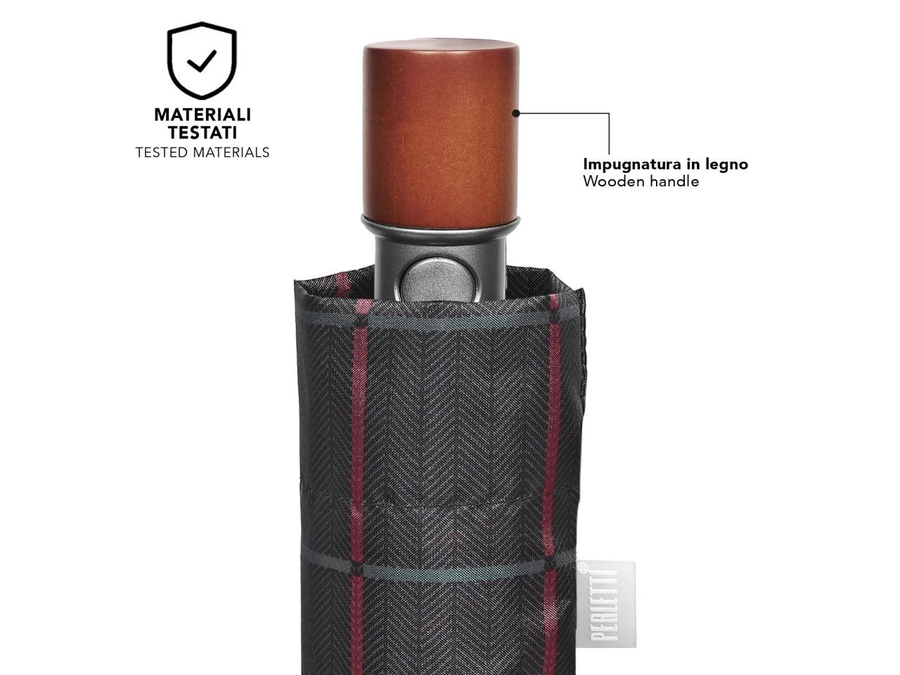 Ombrello uomo mini 54cm automatico scozzese imp.legno