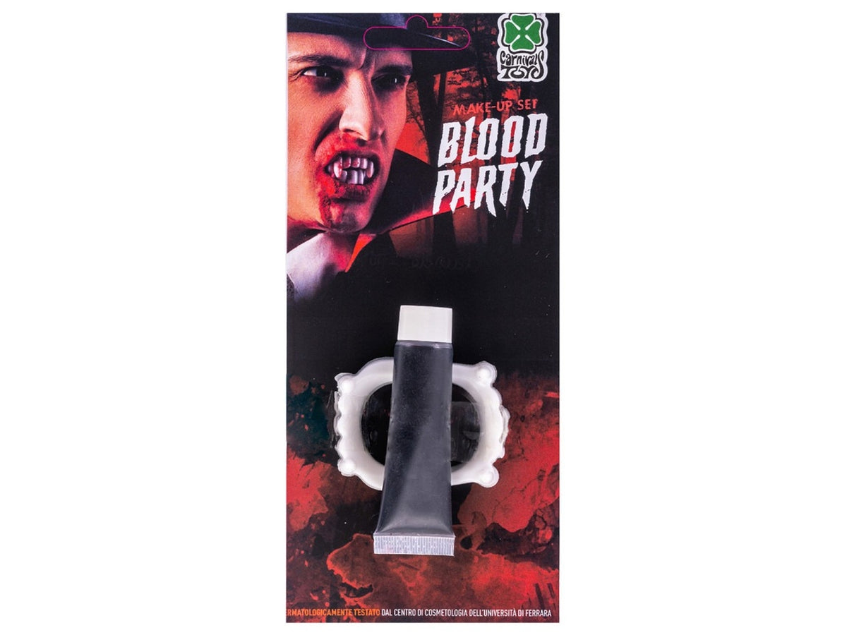 Sangue finto in tubetto 14ml con dentiera vampiro