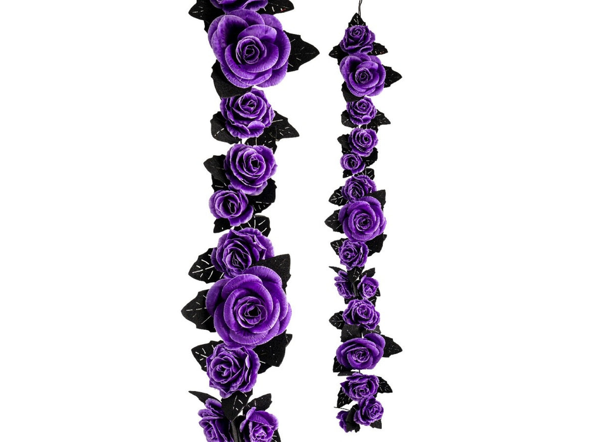 Ghirlanda floreale lusso 160cm con rose viola