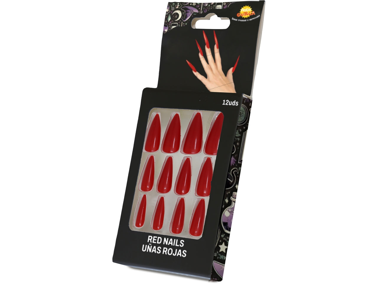 Unghie rosse con adesivo