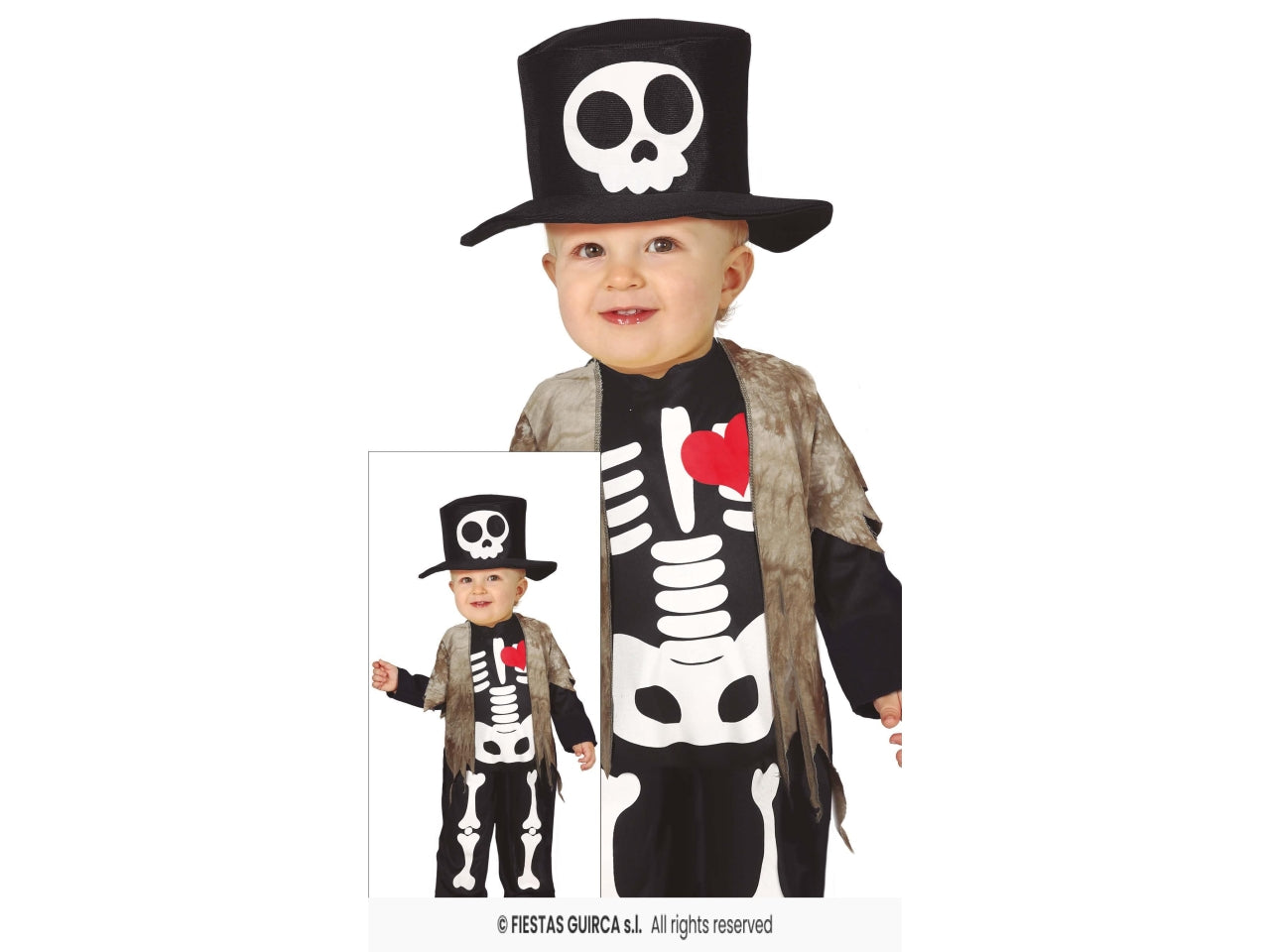 Costume scheletro con cappello 2/3anni