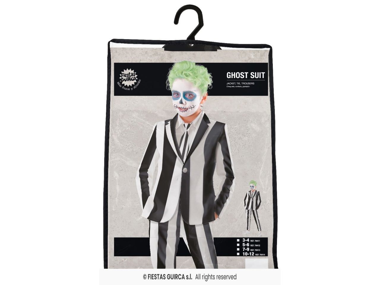 Costume ghost skeleton suit 10/12 anni