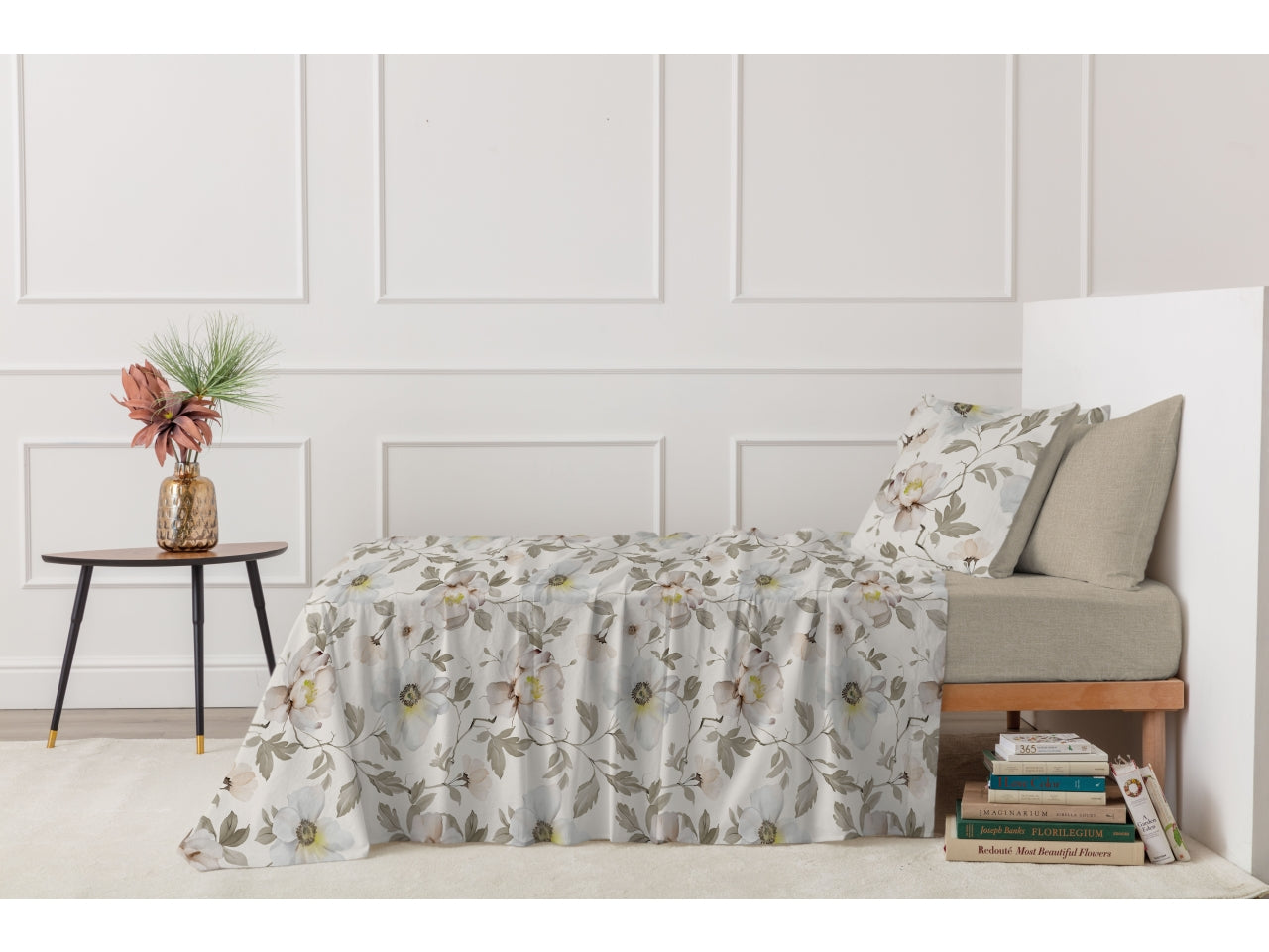 Cleris completo letto cotone stampato 2 piazza di colore salvia