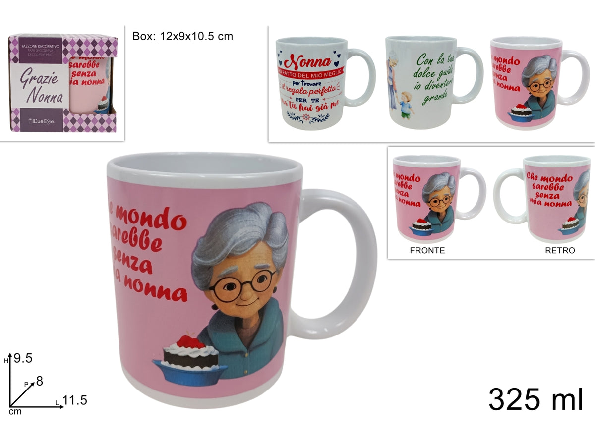 Tazzone mug 325ml disegno nonna in 3 assortimenti