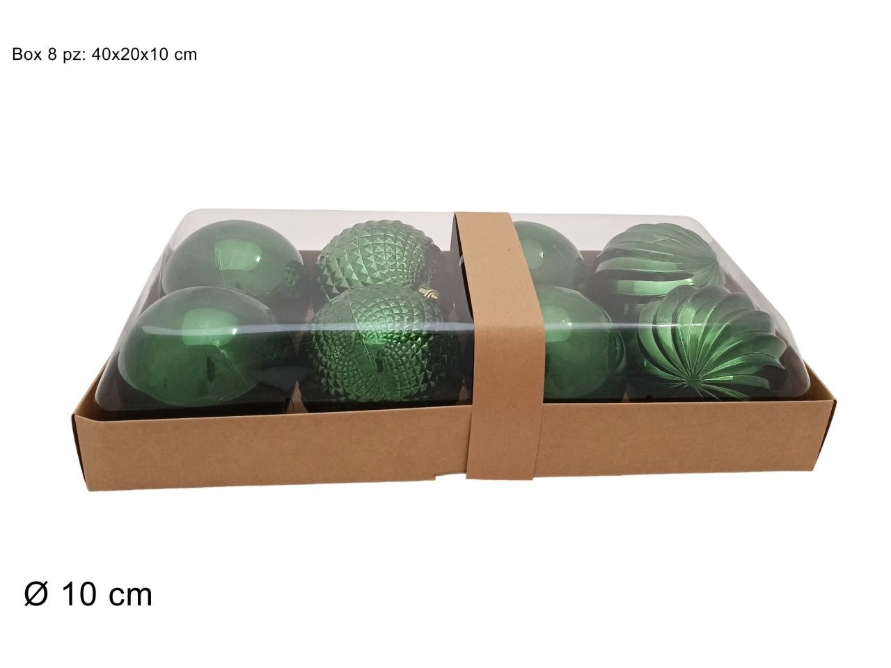Palla 10cm in confezione da 8 pezzi  modelli assortiti verde scuro