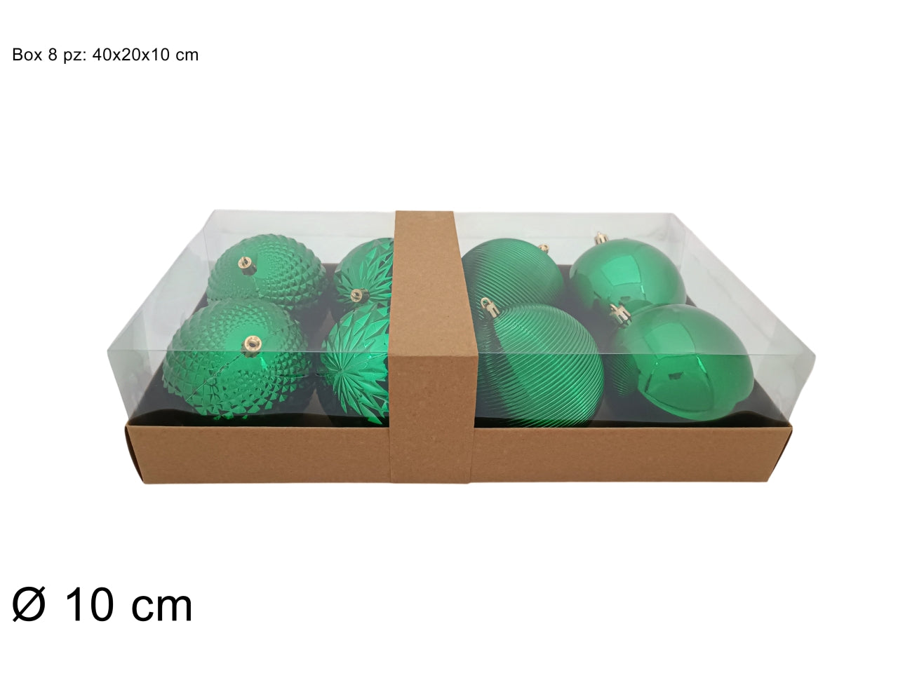 Palla 10cm in confezione da 8 pezzi  modelli assortiti verde scuro