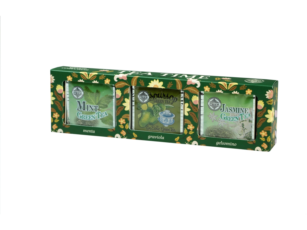 Te' green collection, tris di tÃ¨ verdi, menta, graviola egelsomino in confezione da 24 filtri