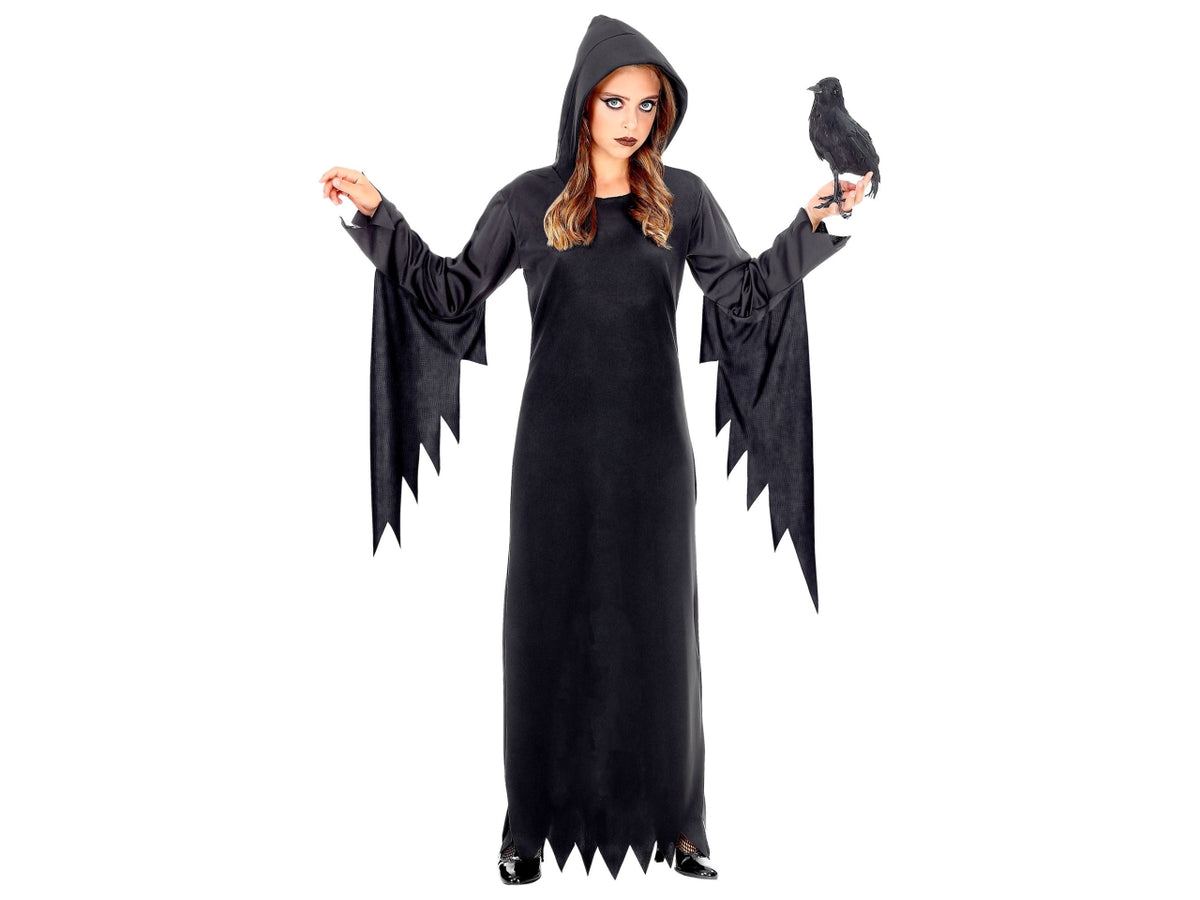Costume regina gotica 116cm 4-5anni composto da vestito con cappuccio