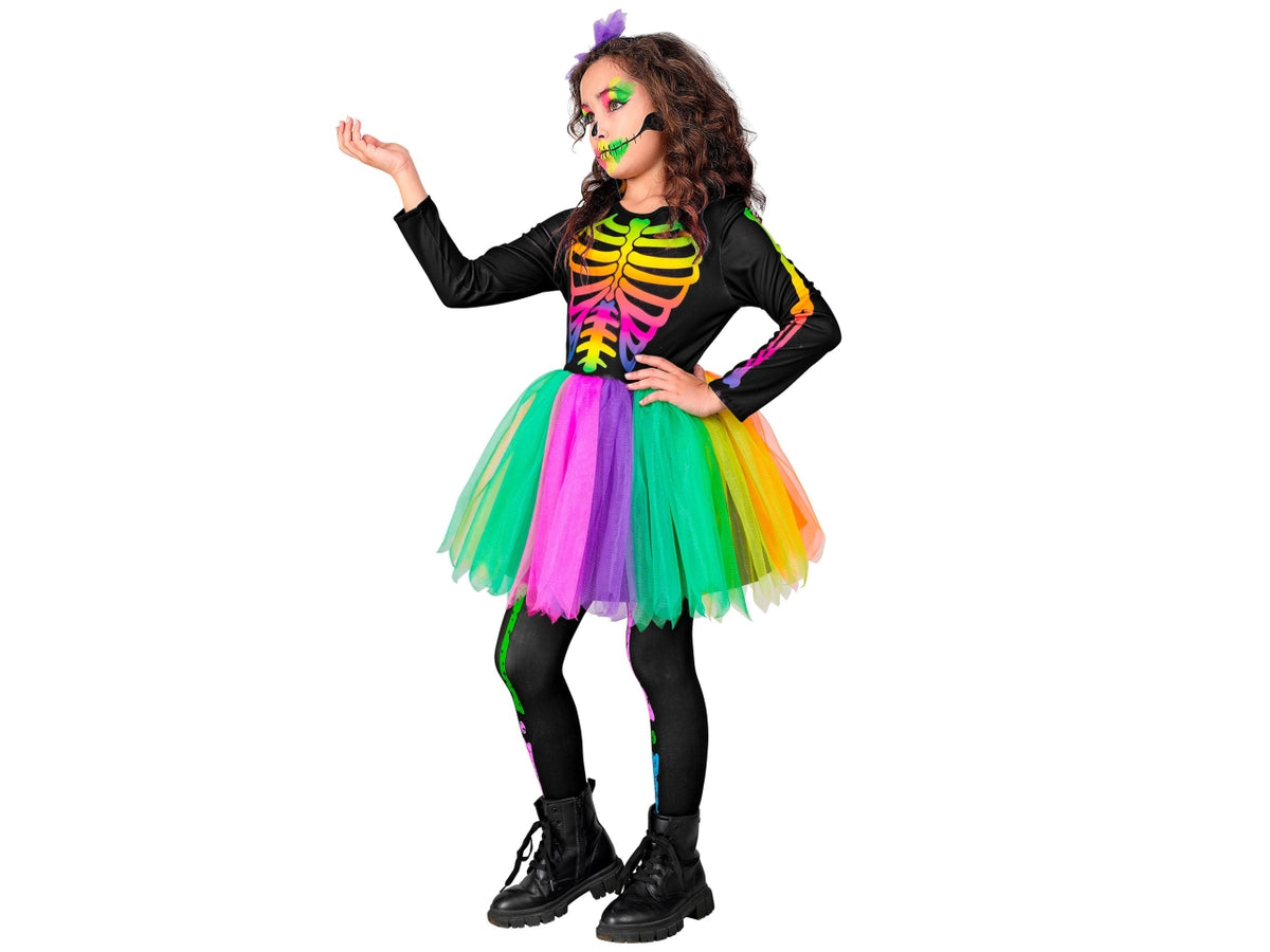 Costume scheletro 140cm 8-10anni composto da tutÃ¹ e cerchietto fiocco teschio