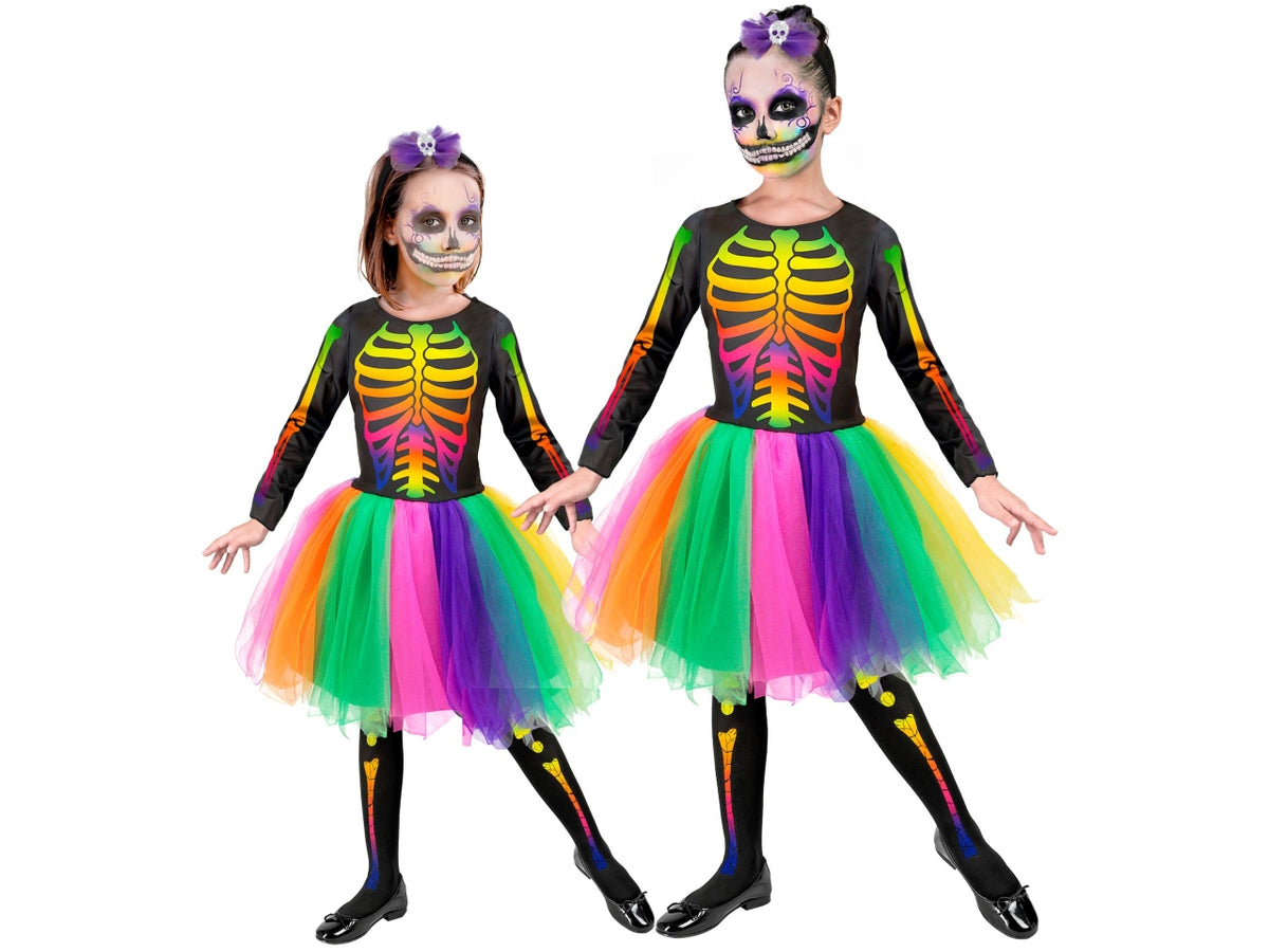 Costume scheletro 140cm 8-10anni composto da tutÃ¹ e cerchietto fiocco teschio