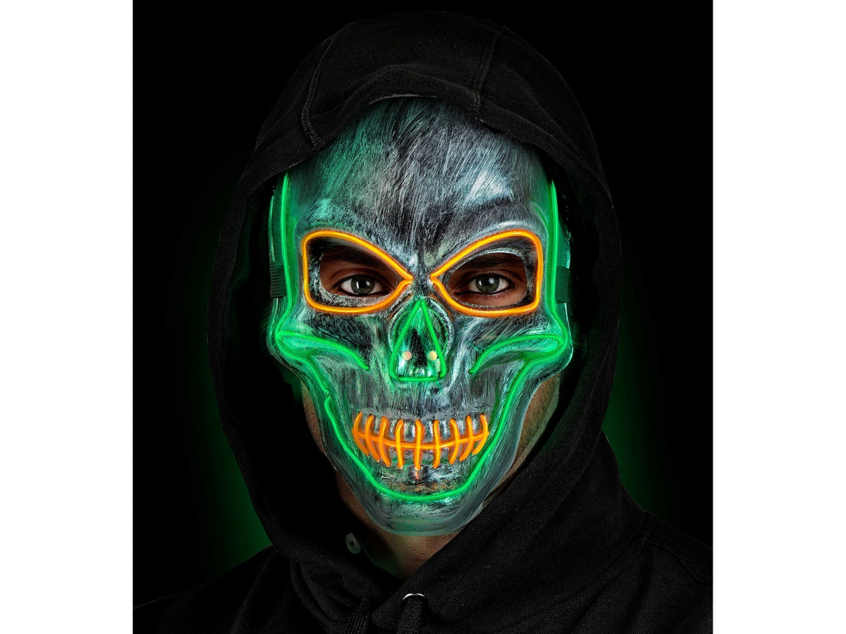Maschera teschio argento con led colorati