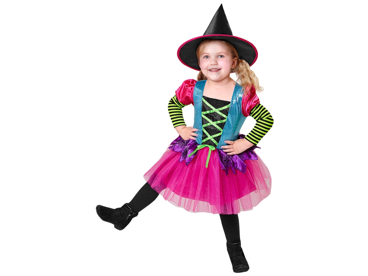 Costume strega 116cm 4-5anni composto da vestito e cappello
