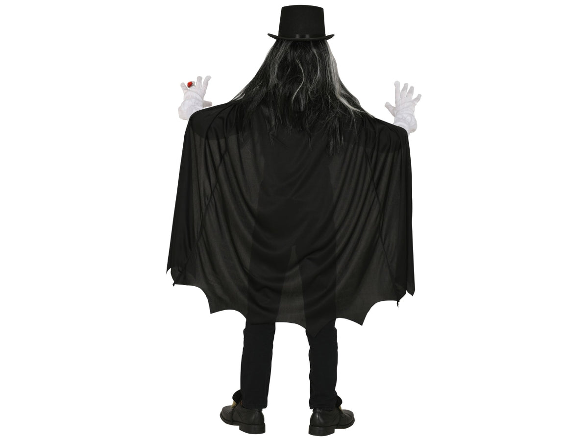 Costume vampiro 116cm 4-5anni composto da camicia con gilet, jabot e mantello con collare