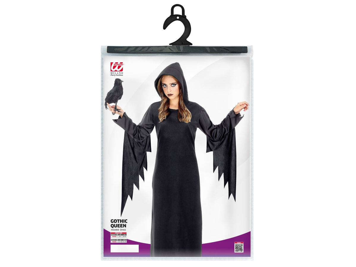 Costume regina gotica 158cm 11-13anni composto da vestito con cappuccio
