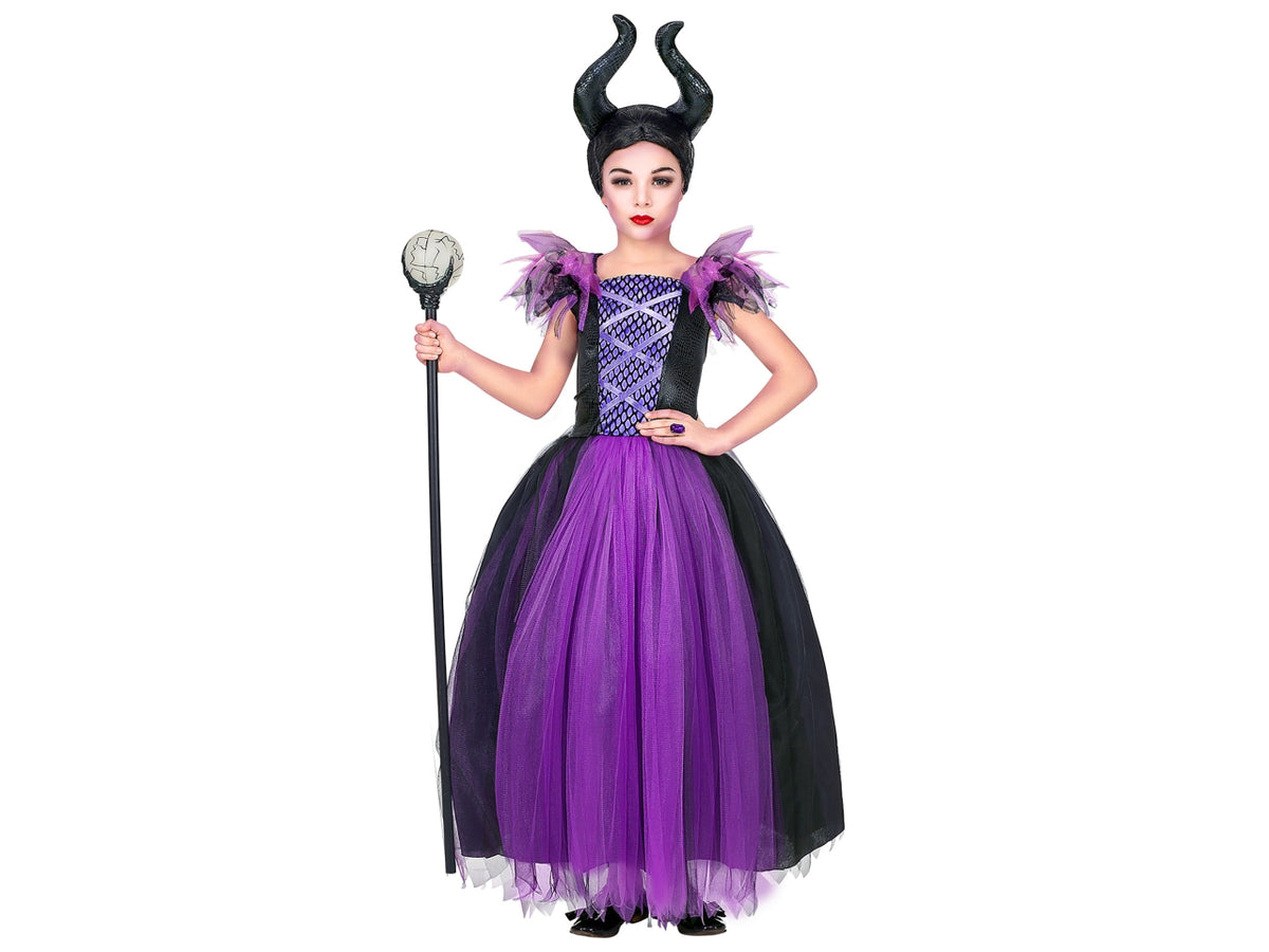 Costume malefica 116cm 4-5anni composto da vestito e copricapo