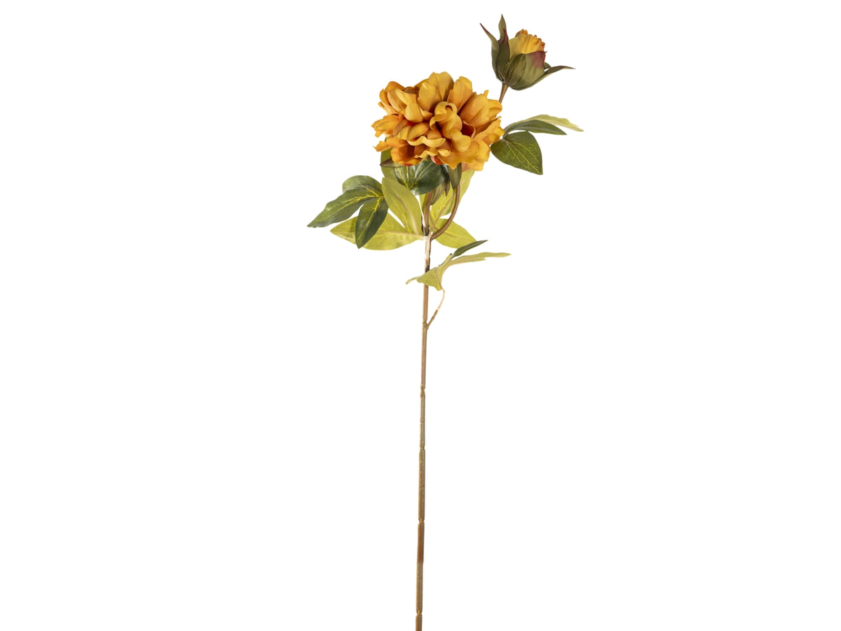 Ramo peonia 65cm fiore con bocciolo senape