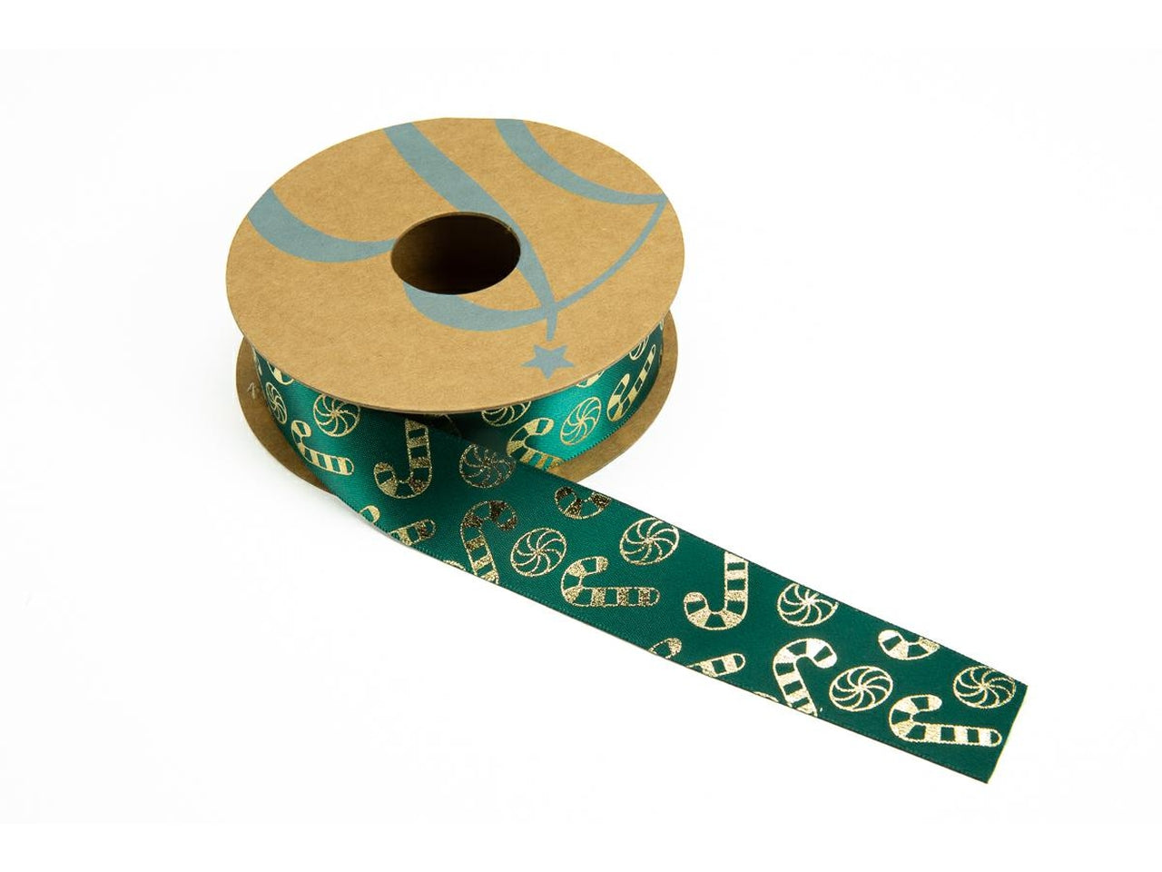 Nastro raso stampa candy25mmx15mt verde scuro