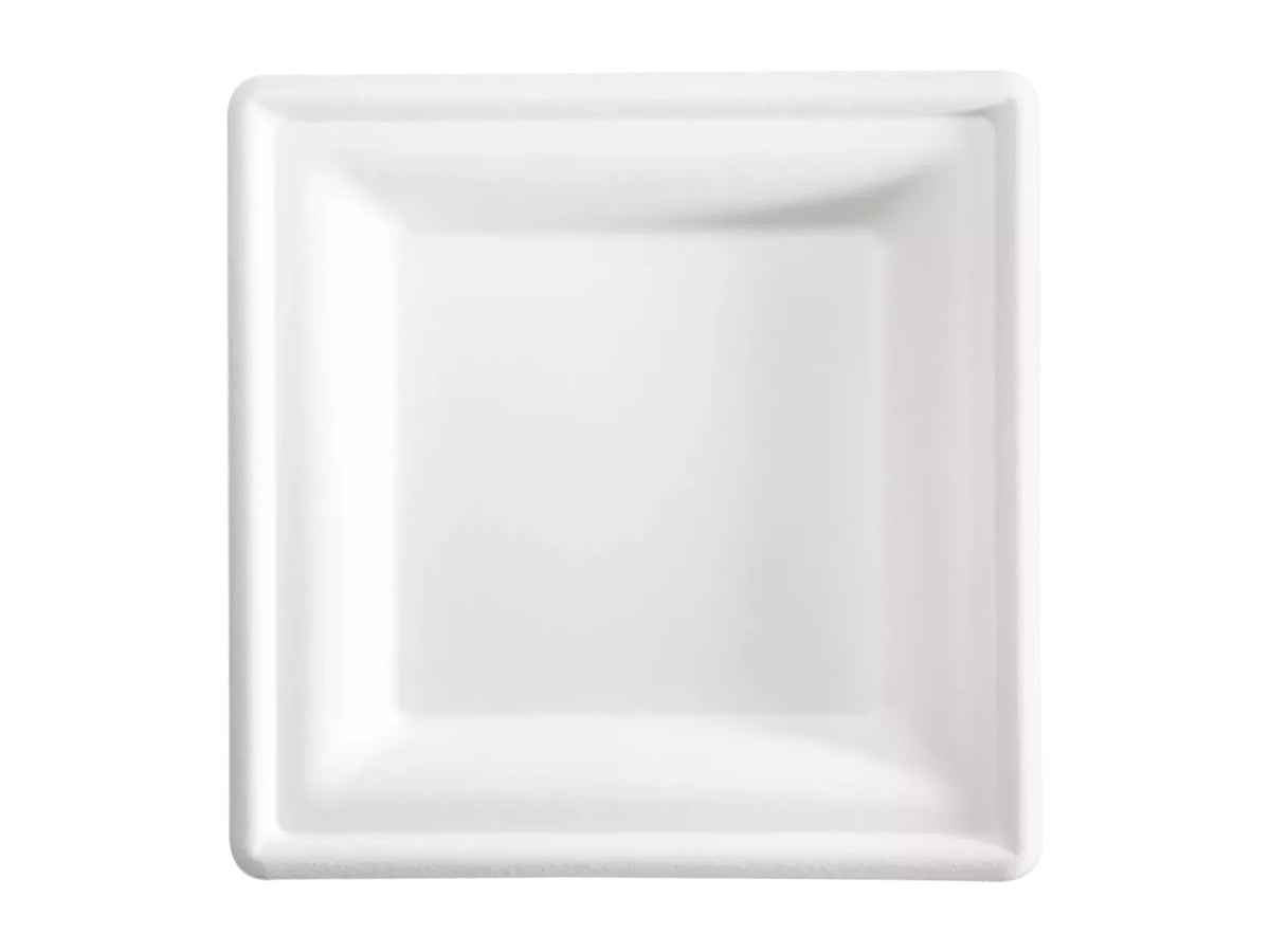 Piatto quadrato piano bagassa 16x16cm la confezione contiene 50 piatti