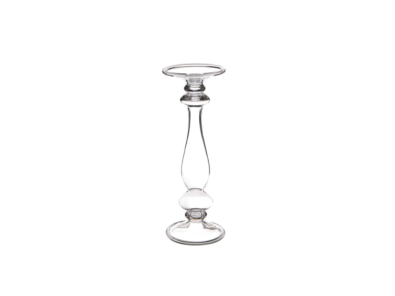 Portacandele candelabro in vetro d.21xh.56cm