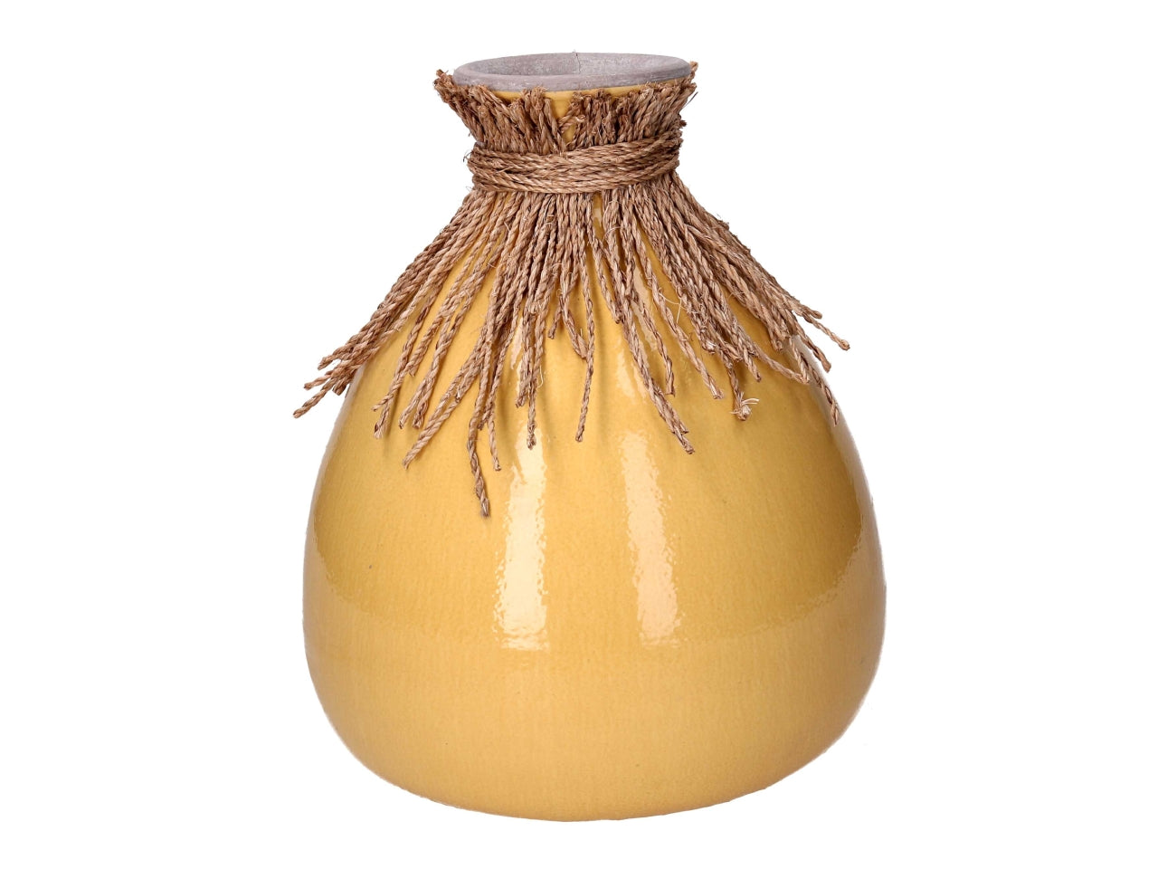 Vaso in ceramica corda gialla d.30,5xh.30,5cm