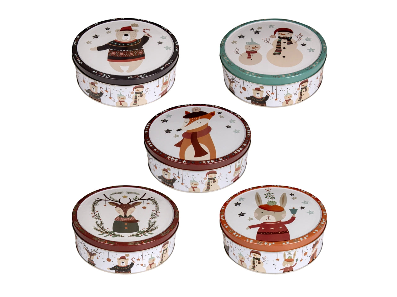 Biscotti al burro in scatola di latta modern christmas 454gr decori assortiti