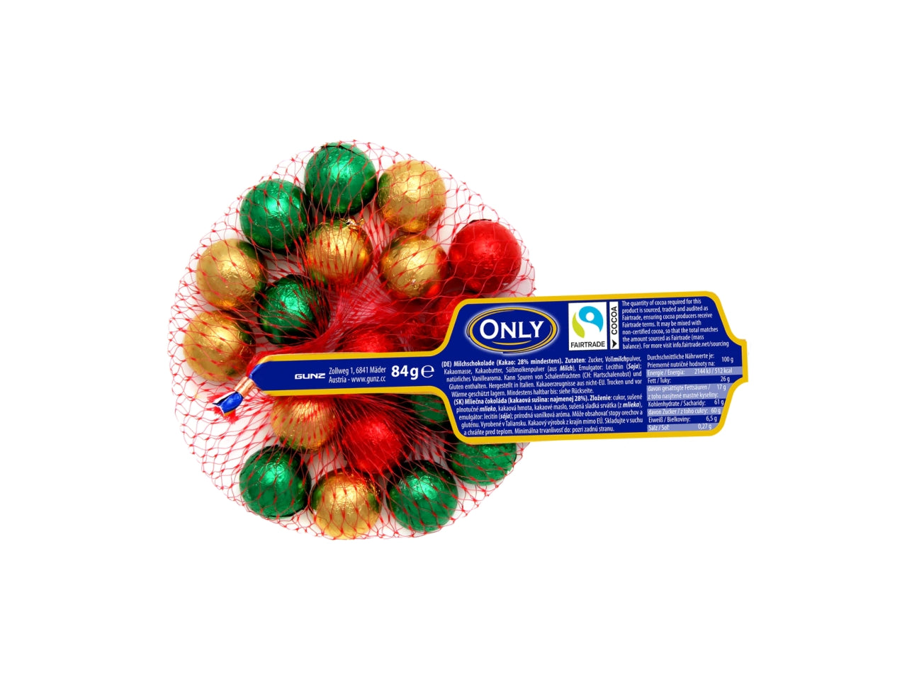 Palline di natale in cioccolato al latte con ripieno di crema al latte 84g