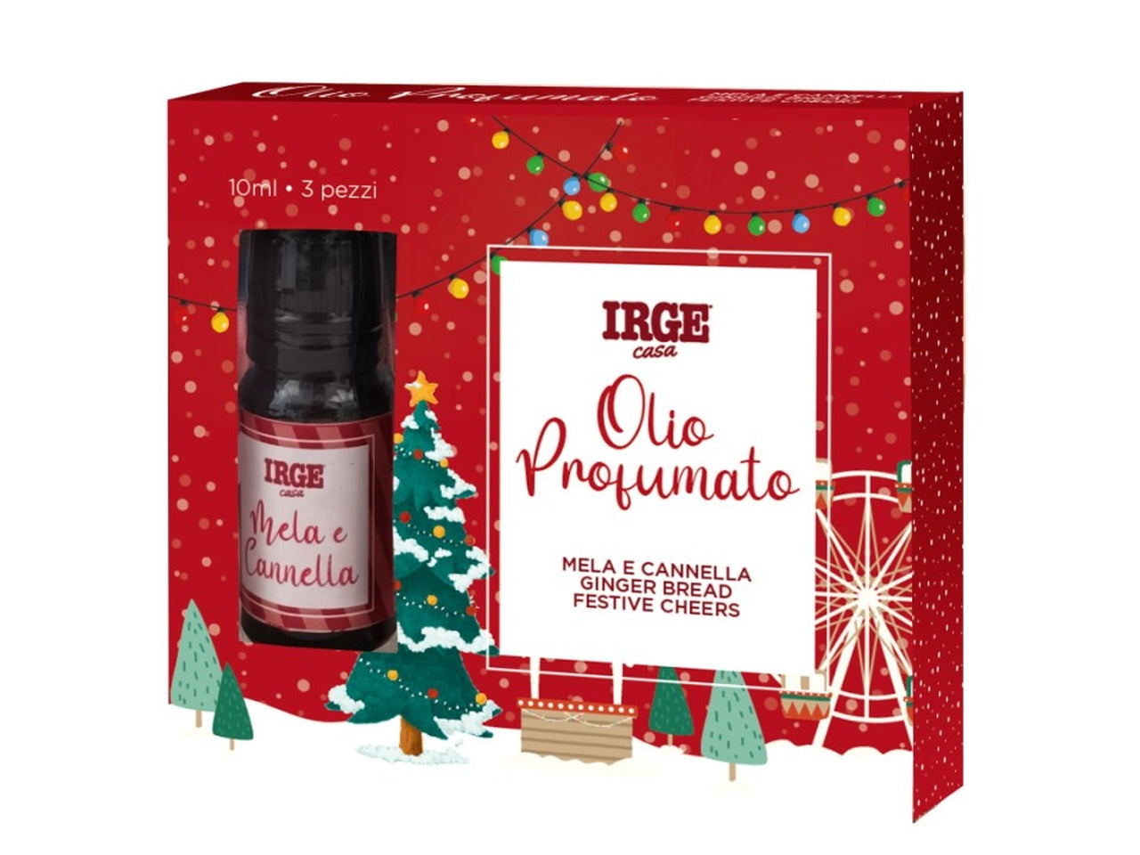 Olio profumato 10ml in confezione da 3 pezzi, mela e cannella/ginger bread/festive cheens