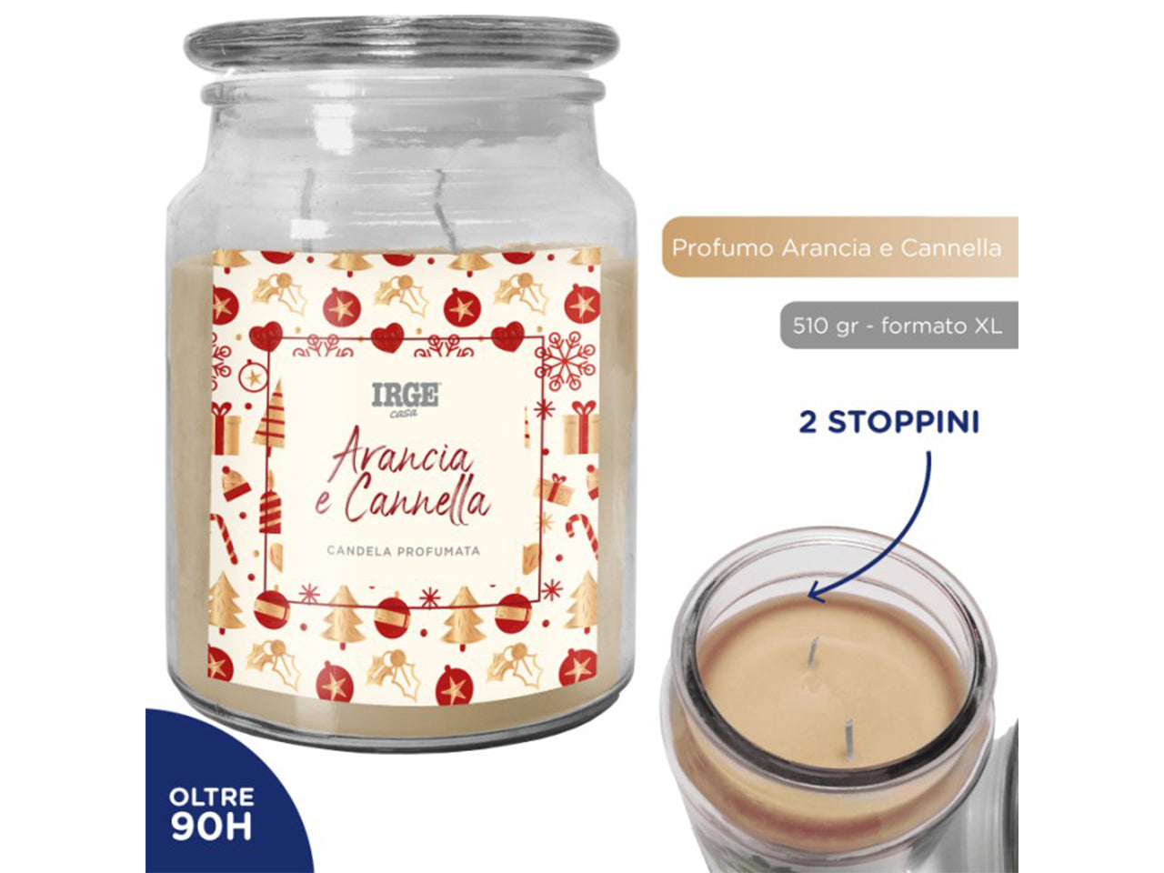 Candela in barattolo di vetro 510gr arancia e cannella
