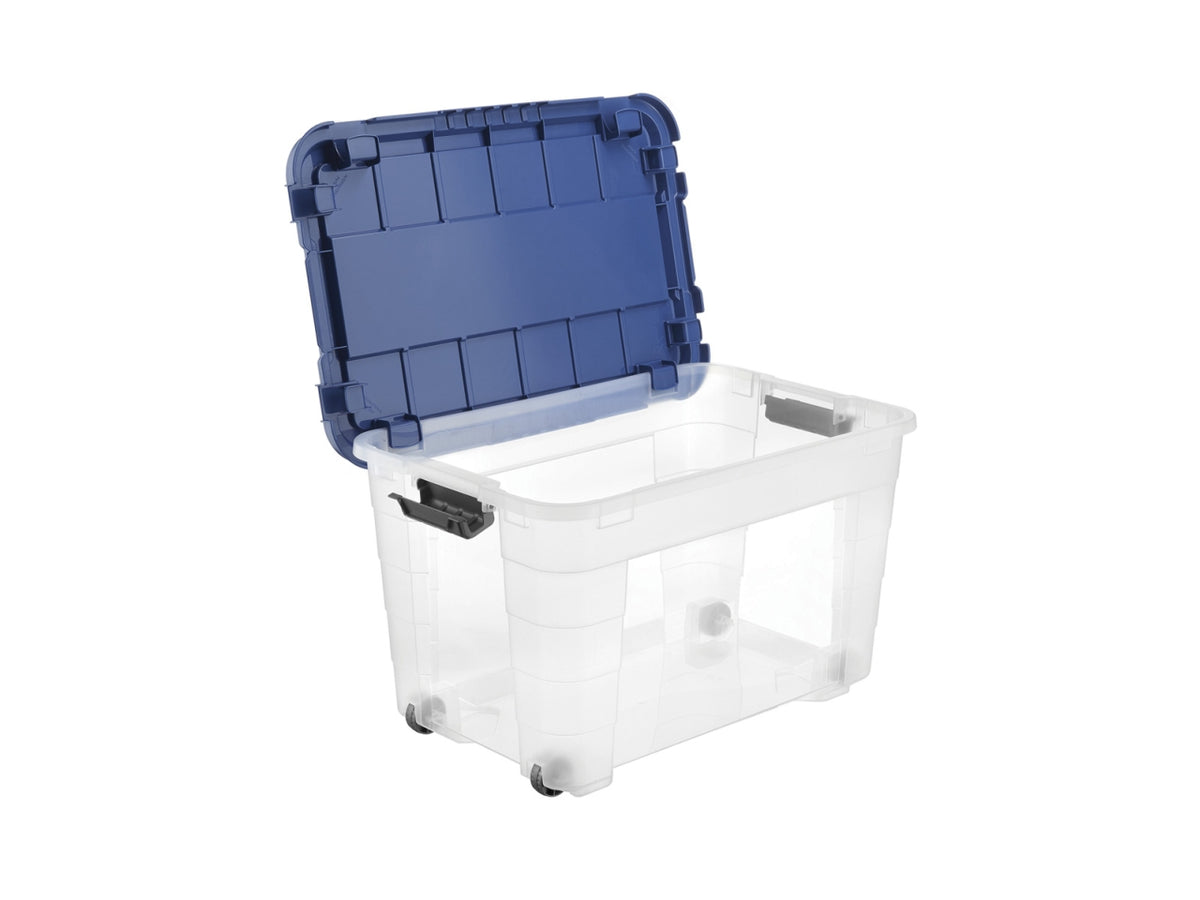 Box magic 4up 40 con coperchio e ruote colore trasparente e oceano