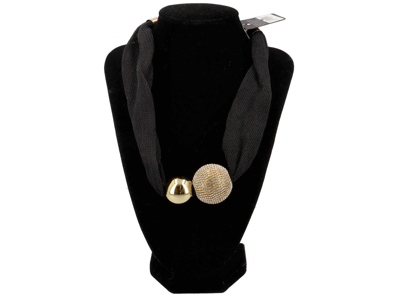 Collana corta maglia metallica sfere strass e meta