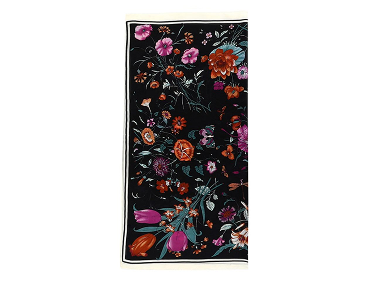 Lumberjack foulard 70x70cm in seta 100%  a fantasia floreale base nera