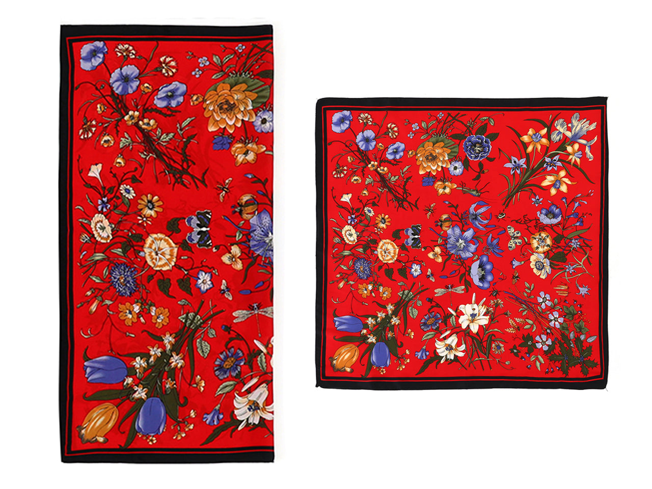 Lumberjack foulard 70x70cm in seta 100%  a fantasia floreale base rossa