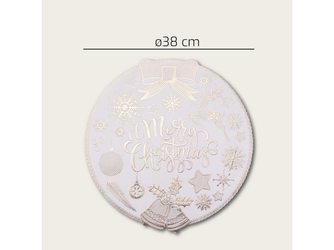 Tovaglietta 38cm con scritta merry christmas bianca con scritta rossa