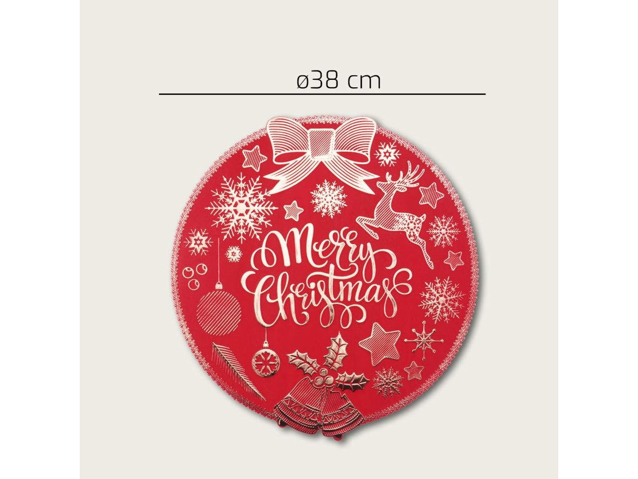 Tovaglietta 38cm con scritta merry christmas bianca