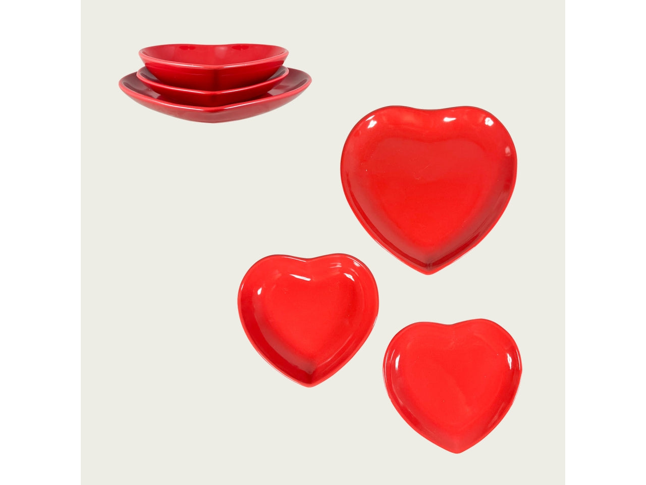 Piatto fondo cuore in ceramica 20x20cm rosso