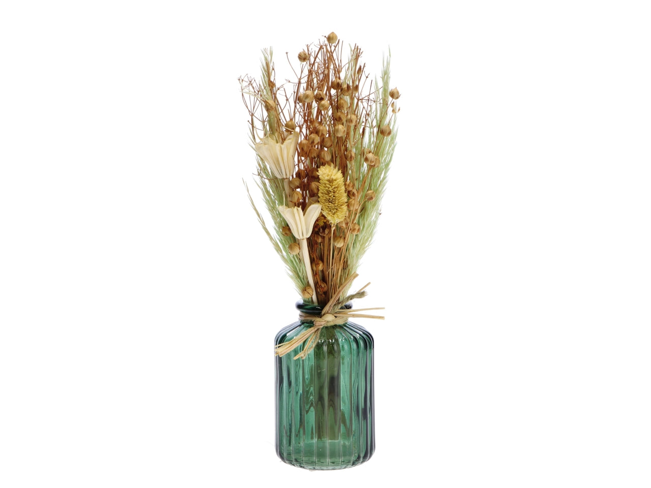 Composizione fiori+vaso 9x9xh.28cm