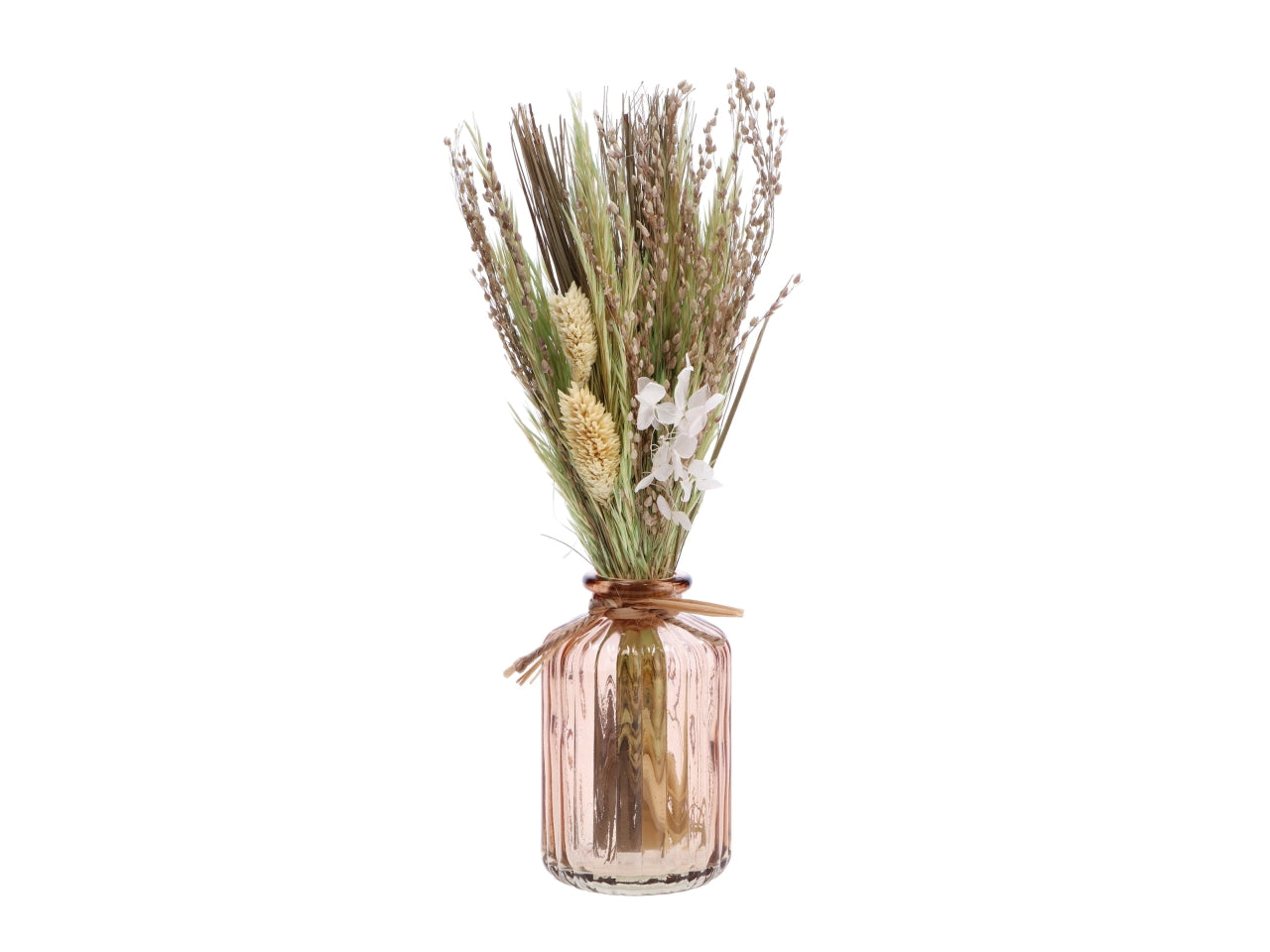 Composizione fiori+vaso 9x9xh.28cm
