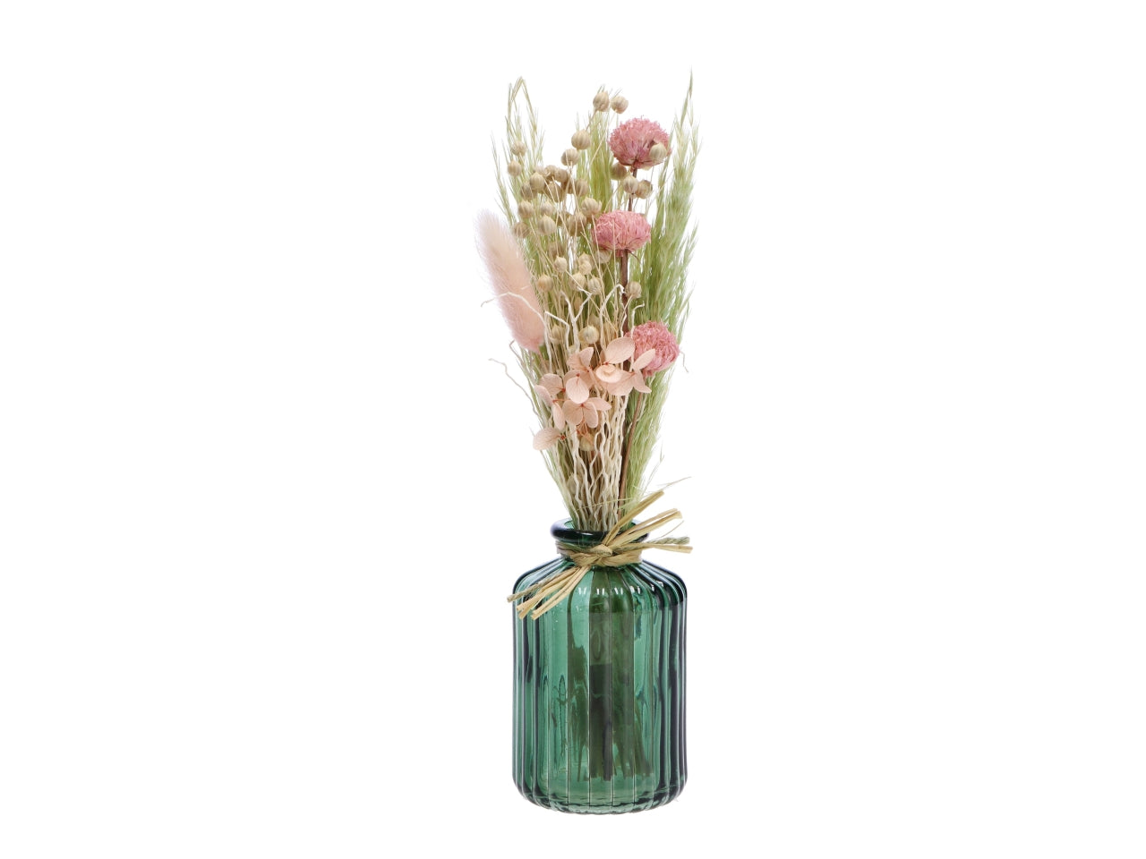 Composizione fiori+vaso 9x9xh.28cm