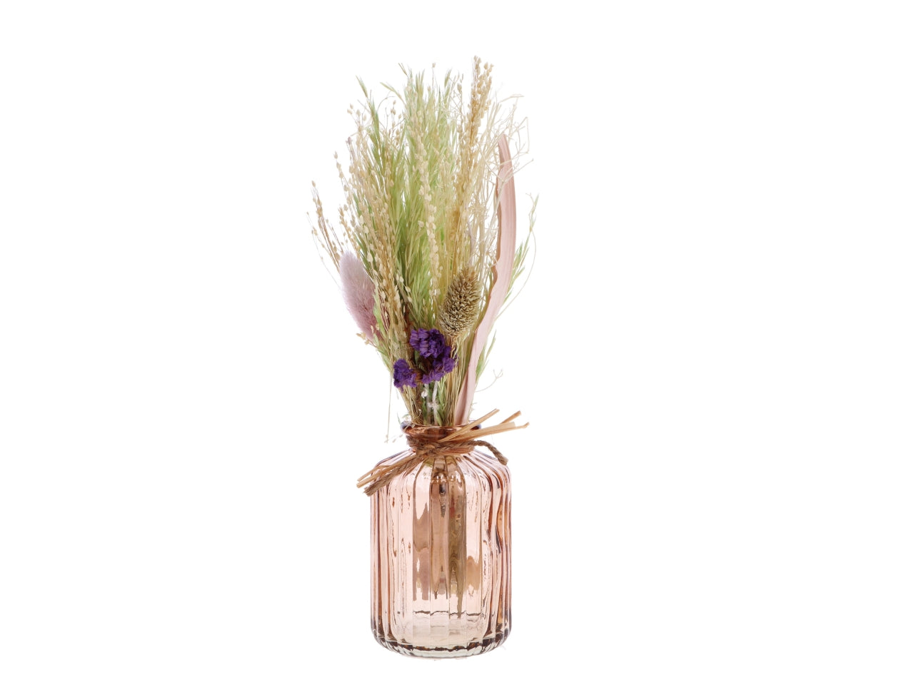 Composizione fiori+vaso 9x9xh.28cm
