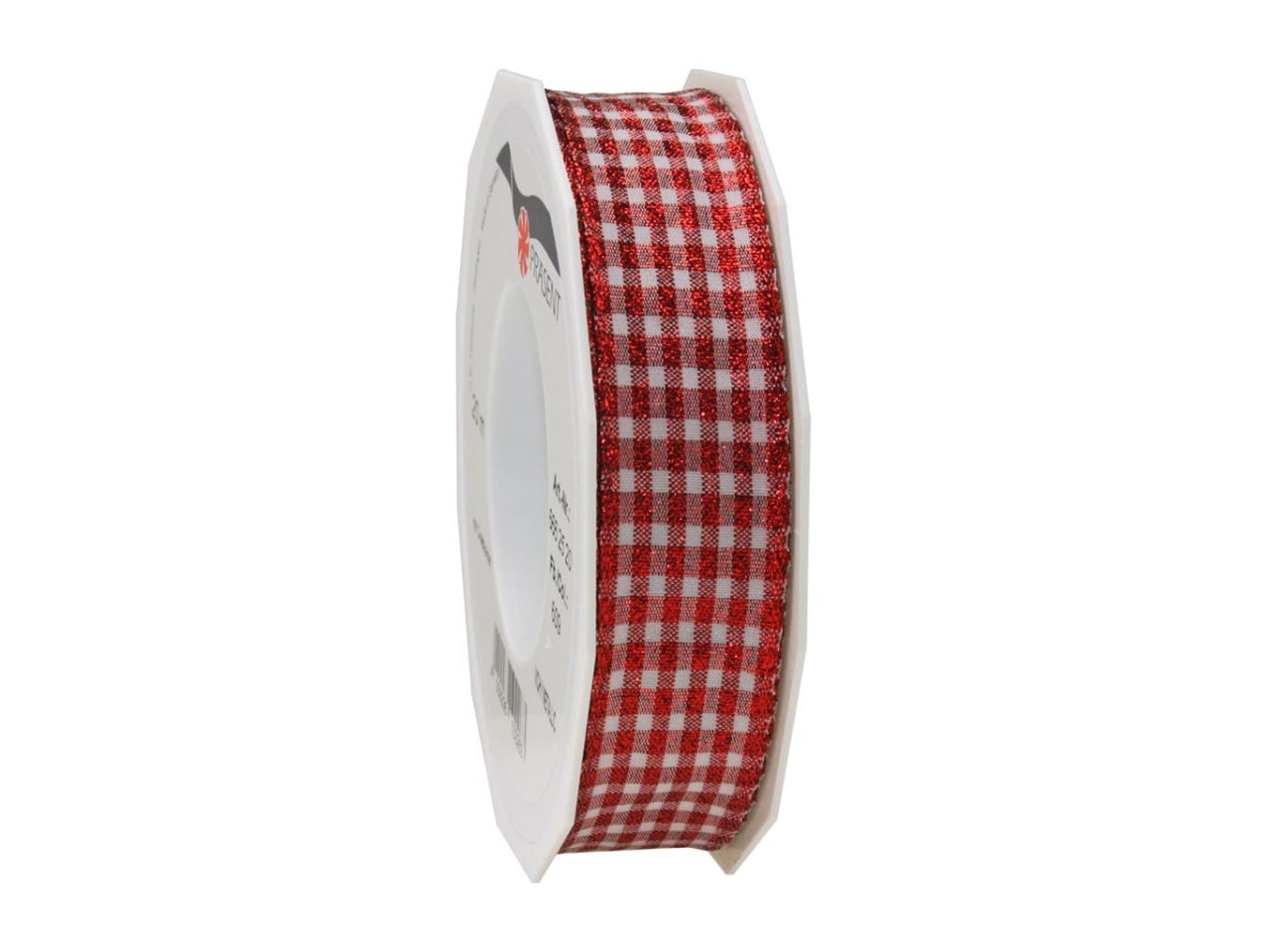 Nastro vichy 2,5cmx20mt a quadri rosso e bianco metallic