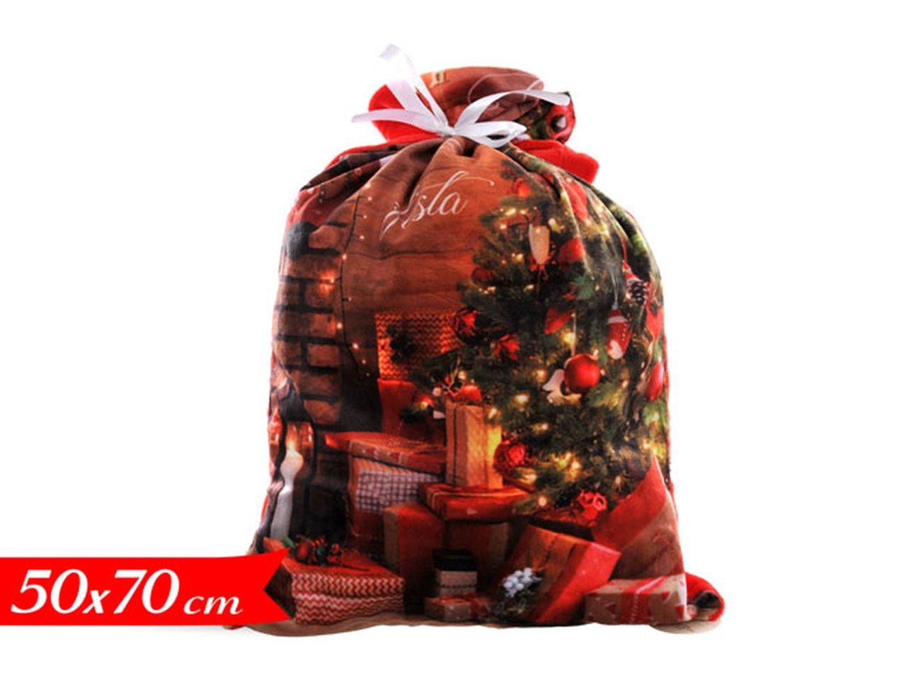 Sacco babbo natale decorato 50x70cm