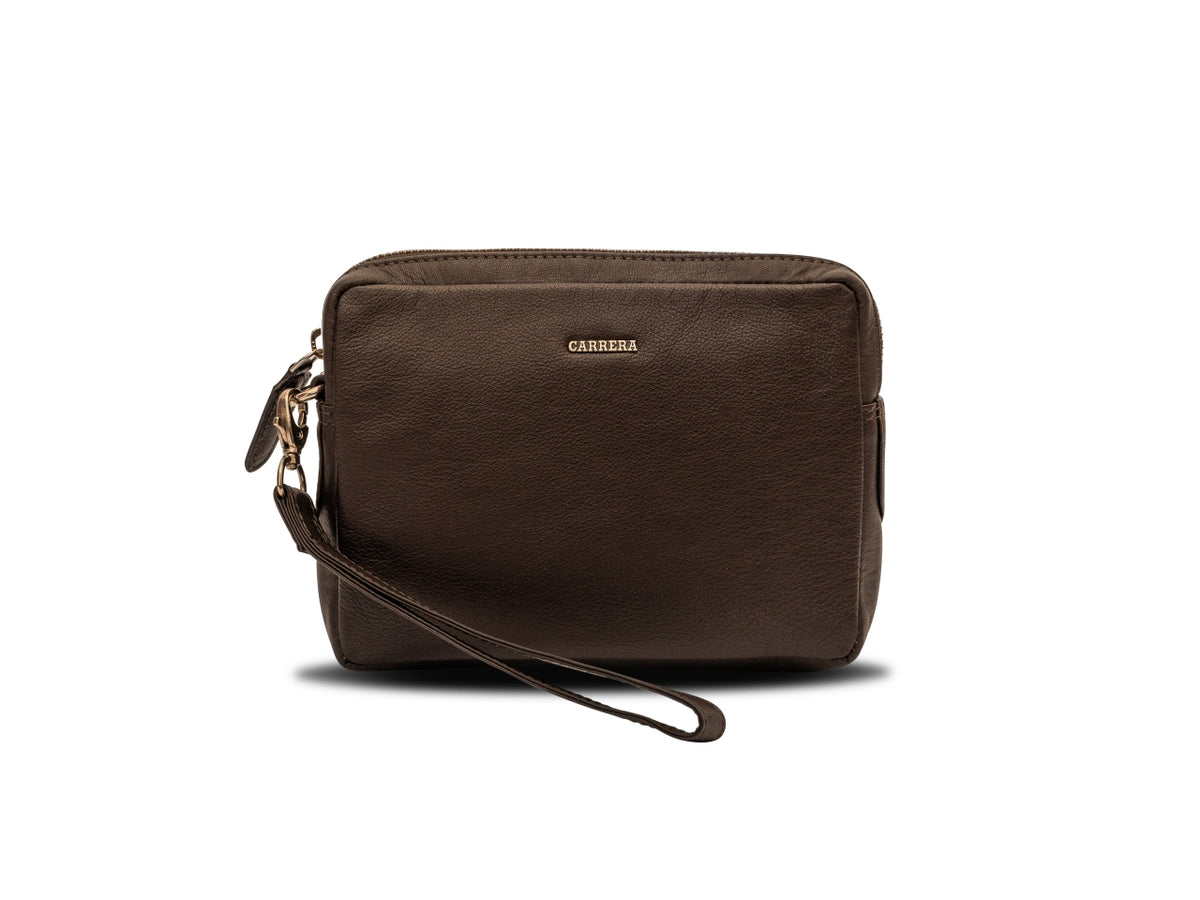 Carrera Berlino pochette in pelle marrone