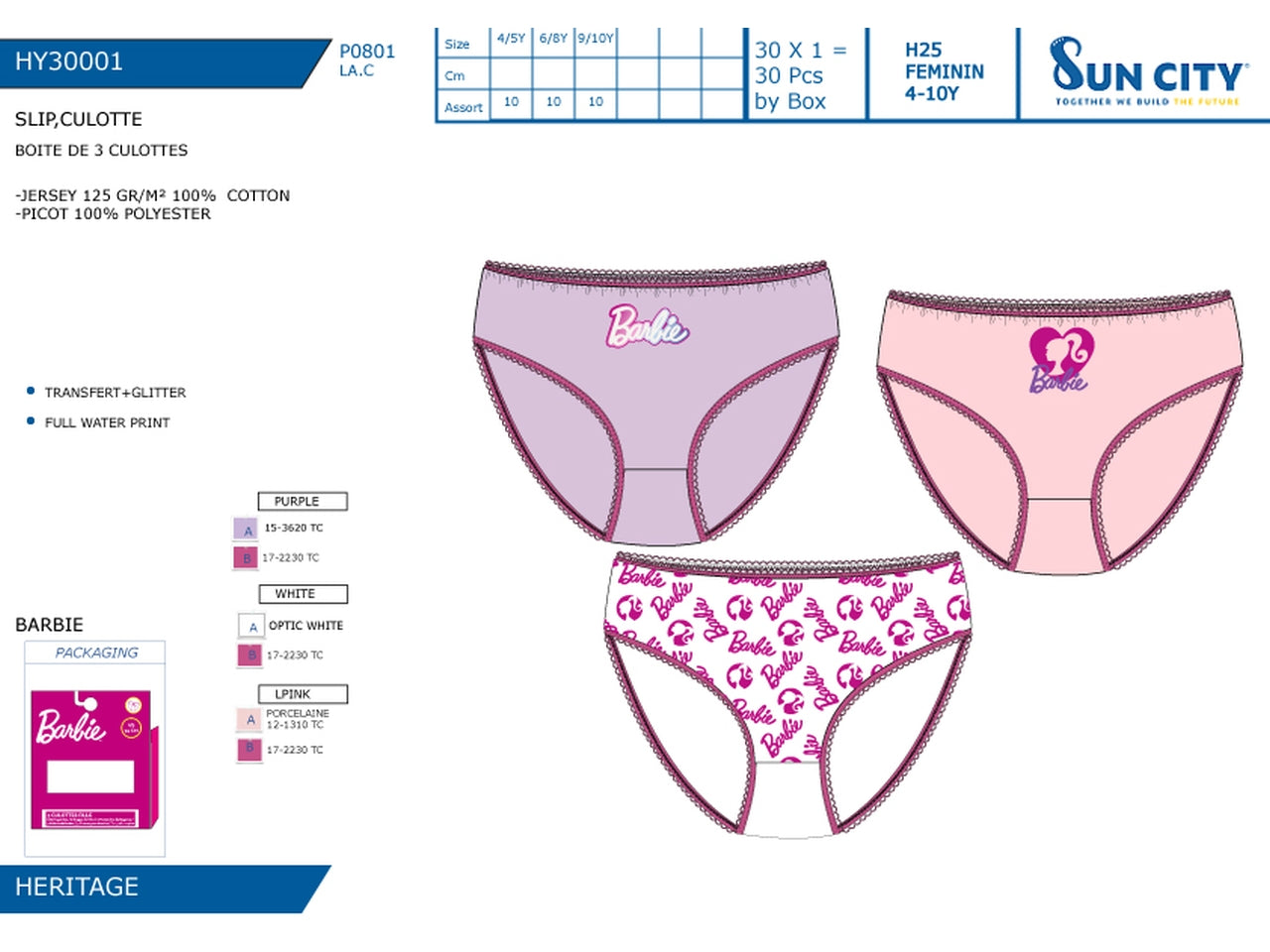 Barbie slip dalla 4/5 alla 9/10 anni in box da 3 pezzi